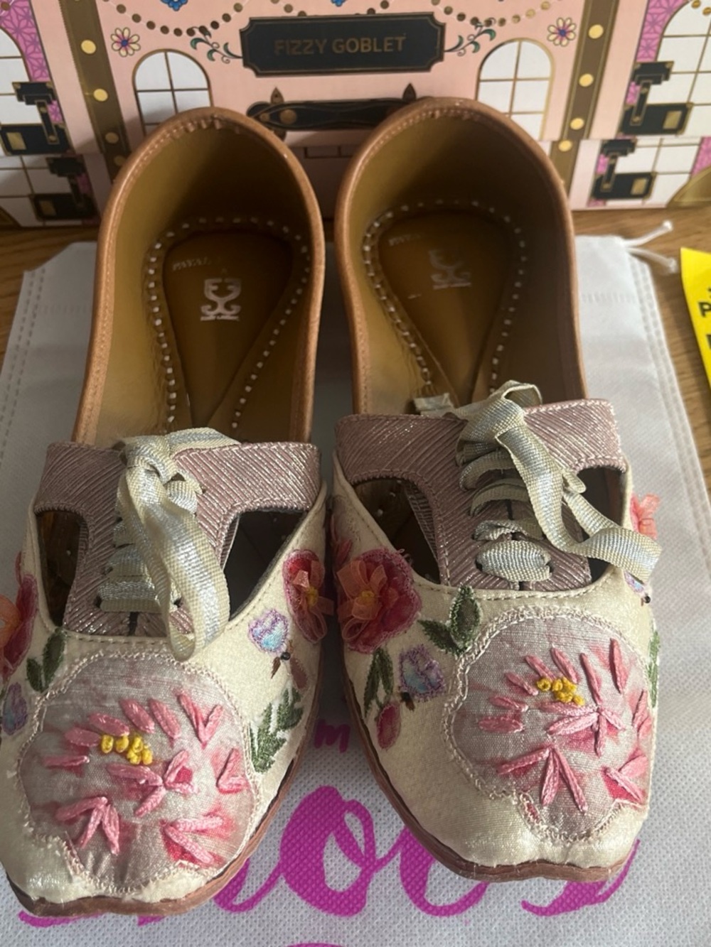 Fizzy Goblet x Payal Singhal lace-up juttis in EU Size 39
